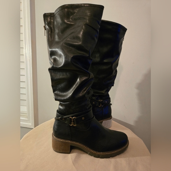 White Mountain Women's Black Burn Smooth Crammers Knee-High Boots Shoe Size 9 - Picture 2 of 9